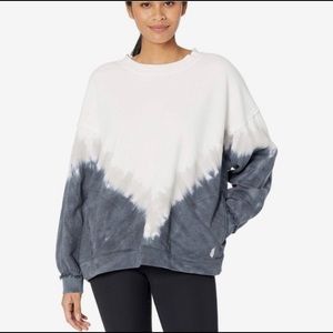NWT Free People FP Movement Ombre Metti Crew Sweatshirt Black/White Combo